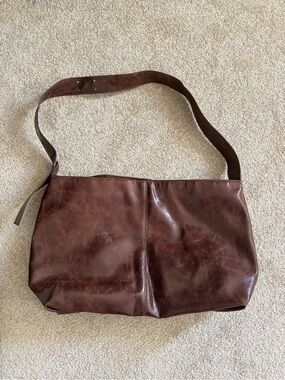 Zara Brown Leather Tote Shoulder Bag